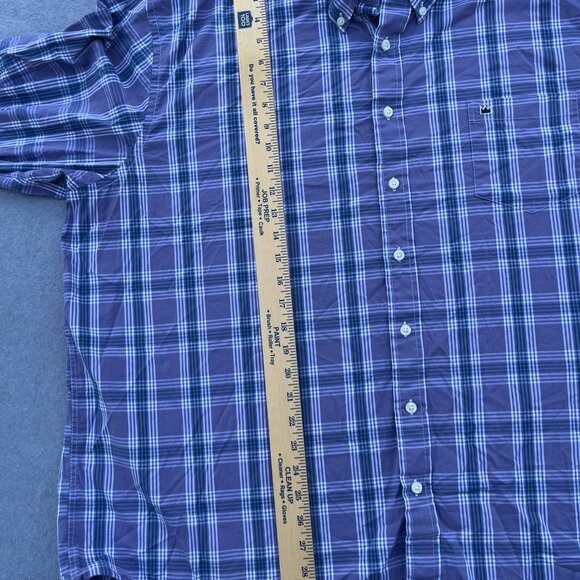 Crown & Ivy Mens 3XT Blue Plaid Classic Fit Button Down Preppy Long Sleeve - Picture 3 of 6